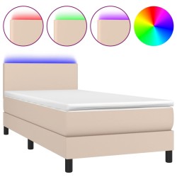 vidaXL Boxspringbett mit Matratze & LED Cappuccino-Braun 90x200cm