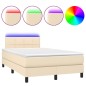 vidaXL Boxspringbett mit Matratze & LED Creme 120x200 cm Stoff vidaXL Boxspringbett mit Matratze & LED Creme 120x200 cm Stoff