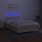 vidaXL Boxspringbett mit Matratze & LED Creme 120x200 cm Stoff vidaXL Boxspringbett mit Matratze & LED Creme 120x200 cm Stoff
