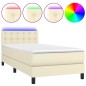 vidaXL Boxspringbett mit Matratze & LED Creme 90x200 cm Kunstleder vidaXL Boxspringbett mit Matratze & LED Creme 90x200 cm Kunstleder