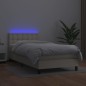 vidaXL Boxspringbett mit Matratze & LED Creme 90x200 cm Kunstleder vidaXL Boxspringbett mit Matratze & LED Creme 90x200 cm Kunstleder