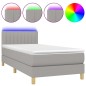 vidaXL Boxspringbett mit Matratze & LED Hellgrau 100x200 cm Stoff vidaXL Boxspringbett mit Matratze & LED Hellgrau 100x200 cm Stoff