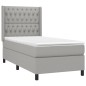 vidaXL Boxspringbett mit Matratze Hellgrau 90x200 cm Stoff vidaXL Boxspringbett mit Matratze Hellgrau 90x200 cm Stoff