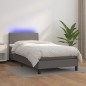 vidaXL Boxspringbett mit Matratze & LED Grau 80x200 cm Kunstleder vidaXL Boxspringbett mit Matratze & LED Grau 80x200 cm Kunstleder