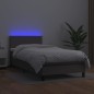 vidaXL Boxspringbett mit Matratze & LED Grau 80x200 cm Kunstleder vidaXL Boxspringbett mit Matratze & LED Grau 80x200 cm Kunstleder