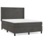 vidaXL Boxspringbett mit Matratze Dunkelgrau 140x190 cm Samt vidaXL Boxspringbett mit Matratze Dunkelgrau 140x190 cm Samt