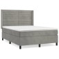 vidaXL Boxspringbett mit Matratze Hellgrau 140x200 cm Samt vidaXL Boxspringbett mit Matratze Hellgrau 140x200 cm Samt