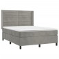 vidaXL Boxspringbett mit Matratze Hellgrau 140x200 cm Samt vidaXL Boxspringbett mit Matratze Hellgrau 140x200 cm Samt