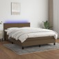 vidaXL Boxspringbett mit Matratze & LED Dunkelbraun 140x200 cm Stoff vidaXL Boxspringbett mit Matratze & LED Dunkelbraun 140x200 cm Stoff