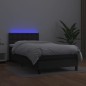 vidaXL Boxspringbett mit Matratze & LED Schwarz 100x200 cm Kunstleder vidaXL Boxspringbett mit Matratze & LED Schwarz 100x200 cm Kunstleder