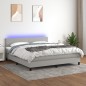 vidaXL Boxspringbett mit Matratze & LED Hellgrau 180x200 cm Stoff vidaXL Boxspringbett mit Matratze & LED Hellgrau 180x200 cm Stoff