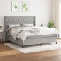 vidaXL Boxspringbett mit Matratze Hellgrau 160x200 cm Stoff vidaXL Boxspringbett mit Matratze Hellgrau 160x200 cm Stoff