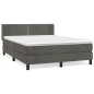 vidaXL Boxspringbett mit Matratze Dunkelgrau 140x200 cm Samt vidaXL Boxspringbett mit Matratze Dunkelgrau 140x200 cm Samt