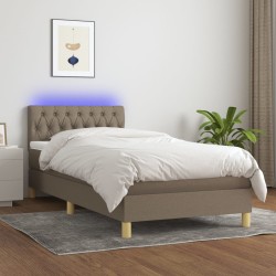 vidaXL Boxspringbett mit Matratze & LED Taupe 90x200 cm Stoff 