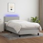 vidaXL Boxspringbett mit Matratze & LED Hellgrau 90x190 cm Stoff vidaXL Boxspringbett mit Matratze & LED Hellgrau 90x190 cm Stoff