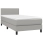 vidaXL Boxspringbett mit Matratze & LED Hellgrau 90x190 cm Stoff vidaXL Boxspringbett mit Matratze & LED Hellgrau 90x190 cm Stoff