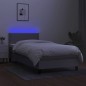 vidaXL Boxspringbett mit Matratze & LED Hellgrau 90x190 cm Stoff vidaXL Boxspringbett mit Matratze & LED Hellgrau 90x190 cm Stoff