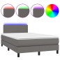 vidaXL Boxspringbett mit Matratze & LED Grau 120x200 cm Kunstleder vidaXL Boxspringbett mit Matratze & LED Grau 120x200 cm Kunstleder