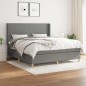 vidaXL Boxspringbett mit Matratze Dunkelgrau 180x200 cm Stoff vidaXL Boxspringbett mit Matratze Dunkelgrau 180x200 cm Stoff