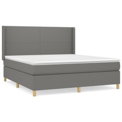 vidaXL Boxspringbett mit Matratze Dunkelgrau 180x200 cm Stoff