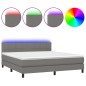 vidaXL Boxspringbett mit Matratze & LED Dunkelgrau 160x200 cm Stoff vidaXL Boxspringbett mit Matratze & LED Dunkelgrau 160x200 cm Stoff