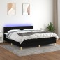 vidaXL Boxspringbett mit Matratze & LED Schwarz 160x200 cm Stoff vidaXL Boxspringbett mit Matratze & LED Schwarz 160x200 cm Stoff