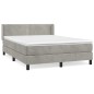 vidaXL Boxspringbett mit Matratze Hellgrau 140x200 cm Samt vidaXL Boxspringbett mit Matratze Hellgrau 140x200 cm Samt