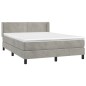 vidaXL Boxspringbett mit Matratze Hellgrau 140x200 cm Samt vidaXL Boxspringbett mit Matratze Hellgrau 140x200 cm Samt