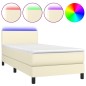 vidaXL Boxspringbett mit Matratze & LED Creme 90x200 cm Kunstleder vidaXL Boxspringbett mit Matratze & LED Creme 90x200 cm Kunstleder