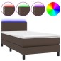 vidaXL Boxspringbett mit Matratze & LED Braun 90x200 cm Kunstleder vidaXL Boxspringbett mit Matratze & LED Braun 90x200 cm Kunstleder