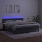 vidaXL Boxspringbett mit Matratze & LED Dunkelgrau 180x200 cm Samt vidaXL Boxspringbett mit Matratze & LED Dunkelgrau 180x200 cm Samt