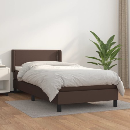 vidaXL Boxspringbett mit Matratze Braun 100x200 cm Kunstleder
