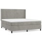 vidaXL Boxspringbett mit Matratze Hellgrau 160x200 cm Samt vidaXL Boxspringbett mit Matratze Hellgrau 160x200 cm Samt