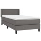 vidaXL Boxspringbett mit Matratze Grau 100x200 cm Kunstleder vidaXL Boxspringbett mit Matratze Grau 100x200 cm Kunstleder