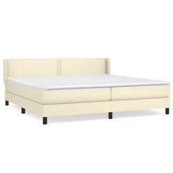 vidaXL Boxspringbett mit Matratze Creme 200x200 cm Kunstleder