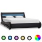 Bettgestell mit LED Schwarz Kunstleder 160x200 cm Bettgestell mit LED Schwarz Kunstleder 160x200 cm