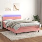 vidaXL Boxspringbett mit Matratze & LED Rosa 140x190 cm Samt vidaXL Boxspringbett mit Matratze & LED Rosa 140x190 cm Samt