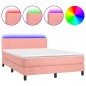 vidaXL Boxspringbett mit Matratze & LED Rosa 140x190 cm Samt vidaXL Boxspringbett mit Matratze & LED Rosa 140x190 cm Samt