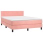 vidaXL Boxspringbett mit Matratze & LED Rosa 140x190 cm Samt vidaXL Boxspringbett mit Matratze & LED Rosa 140x190 cm Samt