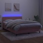 vidaXL Boxspringbett mit Matratze & LED Rosa 140x190 cm Samt vidaXL Boxspringbett mit Matratze & LED Rosa 140x190 cm Samt