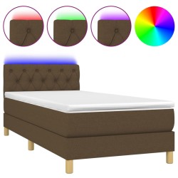 vidaXL Boxspringbett mit Matratze & LED Dunkelbraun 80x200 cm Stoff