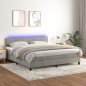 vidaXL Boxspringbett mit Matratze & LED Hellgrau 160x200 cm Samt vidaXL Boxspringbett mit Matratze & LED Hellgrau 160x200 cm Samt