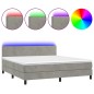 vidaXL Boxspringbett mit Matratze & LED Hellgrau 160x200 cm Samt vidaXL Boxspringbett mit Matratze & LED Hellgrau 160x200 cm Samt
