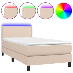 vidaXL Boxspringbett mit Matratze & LED Cappuccino-Braun 100x200cm