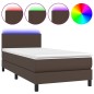 vidaXL Boxspringbett mit Matratze & LED Braun 80x200 cm Kunstleder vidaXL Boxspringbett mit Matratze & LED Braun 80x200 cm Kunstleder
