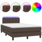vidaXL Boxspringbett mit Matratze & LED Braun 120x200 cm Kunstleder vidaXL Boxspringbett mit Matratze & LED Braun 120x200 cm Kunstleder