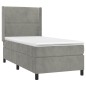vidaXL Boxspringbett mit Matratze Hellgrau 100x200 cm Samt vidaXL Boxspringbett mit Matratze Hellgrau 100x200 cm Samt