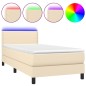 vidaXL Boxspringbett mit Matratze & LED Creme 90x190 cm Stoff vidaXL Boxspringbett mit Matratze & LED Creme 90x190 cm Stoff