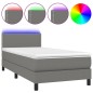vidaXL Boxspringbett mit Matratze & LED Dunkelgrau 90x190 cm Stoff vidaXL Boxspringbett mit Matratze & LED Dunkelgrau 90x190 cm Stoff
