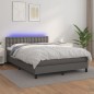 vidaXL Boxspringbett mit Matratze & LED Grau 140x200 cm Kunstleder vidaXL Boxspringbett mit Matratze & LED Grau 140x200 cm Kunstleder